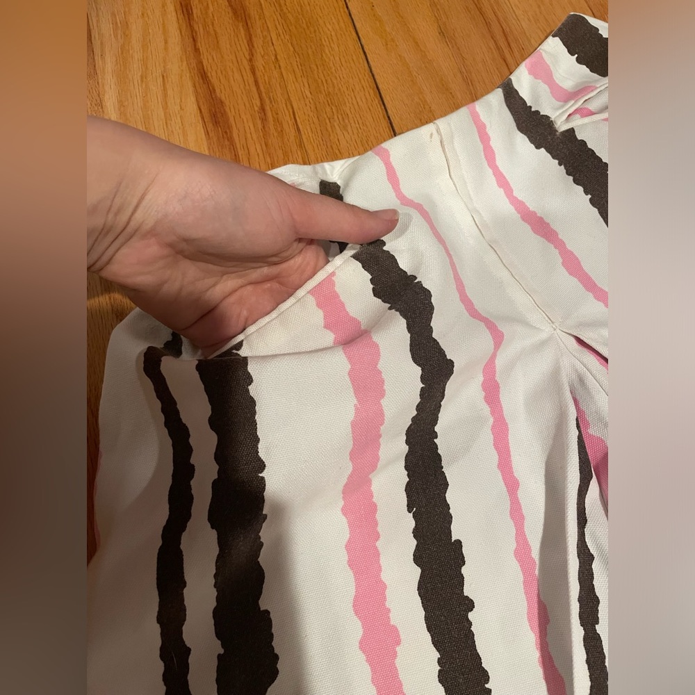 Vintage 60s / 70s Brown White & Pink Striped Pleated Shorts / Sportswear Skort - Picture 6 of 9